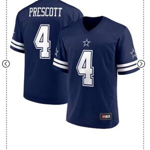 DAK PRESCOTT UNISEX SHORT SLEEVE JERSEY SCREEN PRINT NFL APPAREL LARGE NWOT BLUE